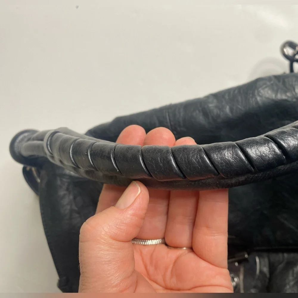 Camilla Alves Black Leather Converse Crossbody Handbag EUC